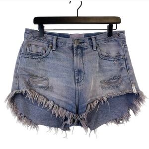 One Teaspoon Size 27 Outlaws High Rise Cut Off Festival Shorts Cotton